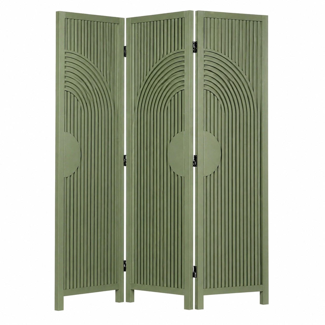 Biombo separador de ambientes de 4 paneles con diseno geométrico en relieve 163 x 170 cm Verde-orderzivo 